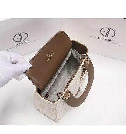 Luxury and Versatile Handheld Square Bag with Delicate Embroidery and High Quality Metal Pendant Women New Fashion Crossbody Bag