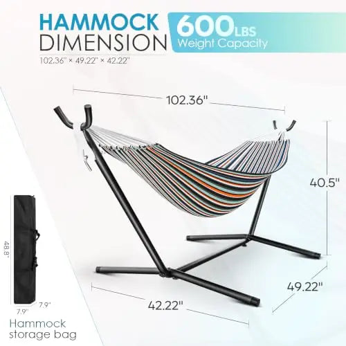 Hammock with Stand for Outside | 600 lbs, Carring Package, for 2-Person Outside Patio