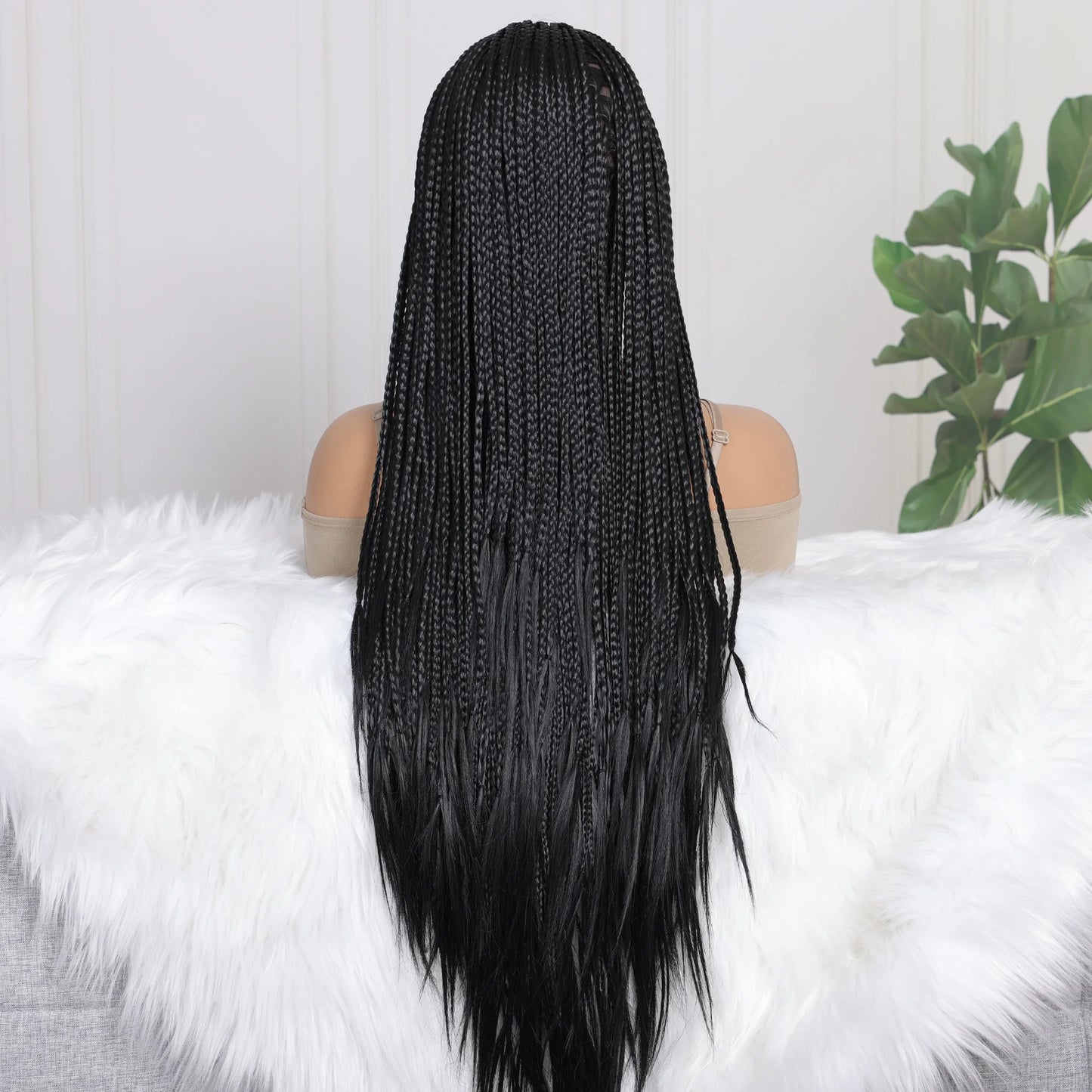 13X4 Lace Frontal Braiding Faux Locs Long Wig Goddess Twist Box Braided Synthetic Frontal Wigs For Black Women Bleached Knotless