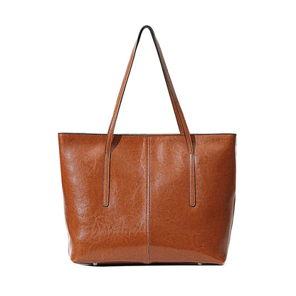 Luxury Women Leather Tote Bag Top Layer Cowhide Large Capacity Fashionable Handbag Brand Designer Shoulder Bag 2025 New Handbag