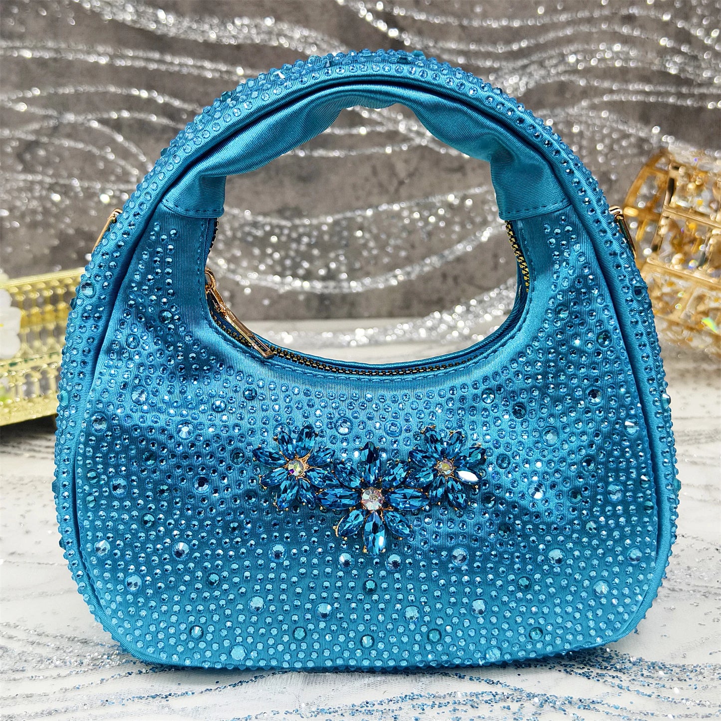 Venus Chan Olive-Green Pointed-Toe Women's High Heels Shoes and Bags for Party Rhinestone Evening Elegant Luxury Handbag
