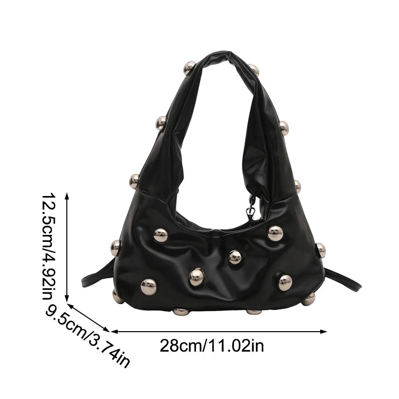 Personalized PU Rivet Fashion Shoulder Bags Solid Color Crossbody Bag High-end Women Handbag Luxury Brand Satchel Small Tote Bag
