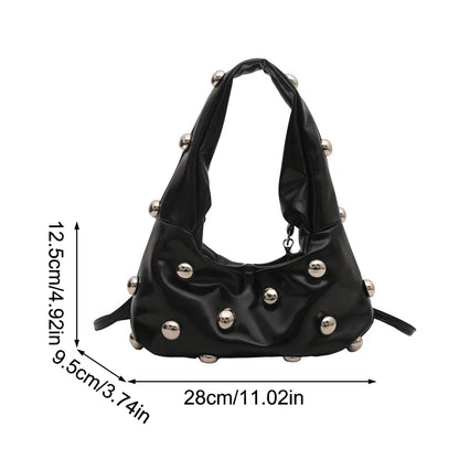 Personalized PU Rivet Fashion Shoulder Bags Solid Color Crossbody Bag High-end Women Handbag Luxury Brand Satchel Small Tote Bag