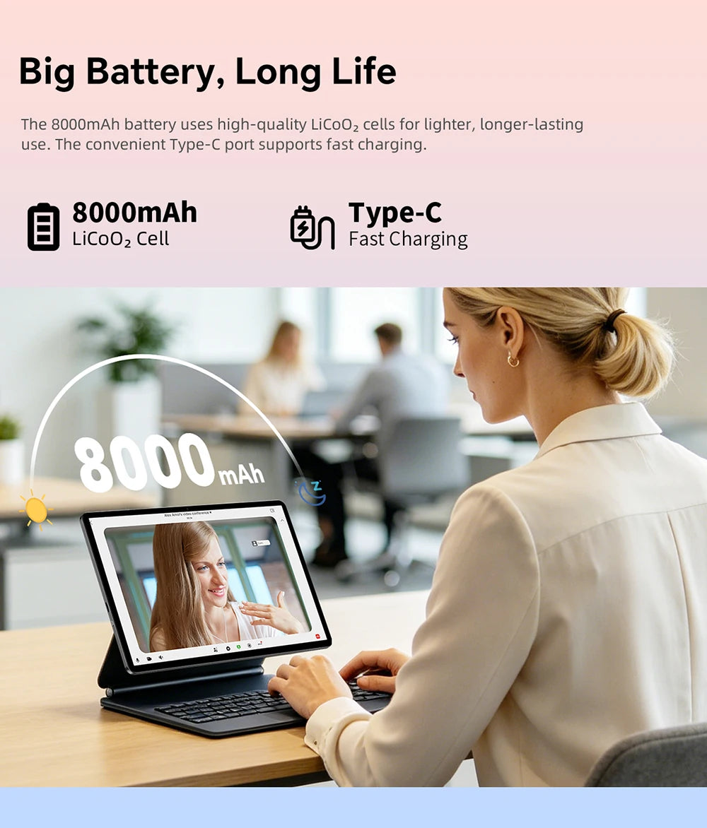 Teclast P50T Android 16 Tablets 90Hz 11" Display 8 Core UNISOC T7250 Max.16GB RAM(3GB+13GB Virtual) 128GB ROM 8000mAh GPS Tabs
