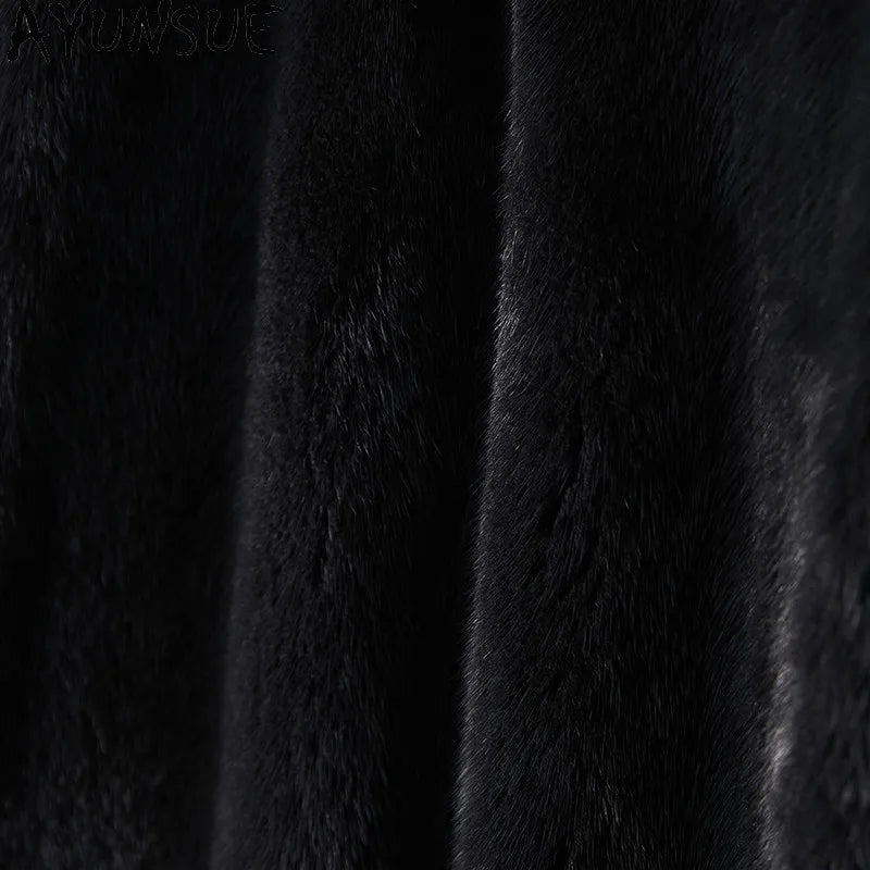 AYUSNUE Natural Whole Mink Fur Coat Men Clothing Fashion Winter Jacket Warm Real Fur Coats Male Long Sleeve زبر حقيقي للرجال