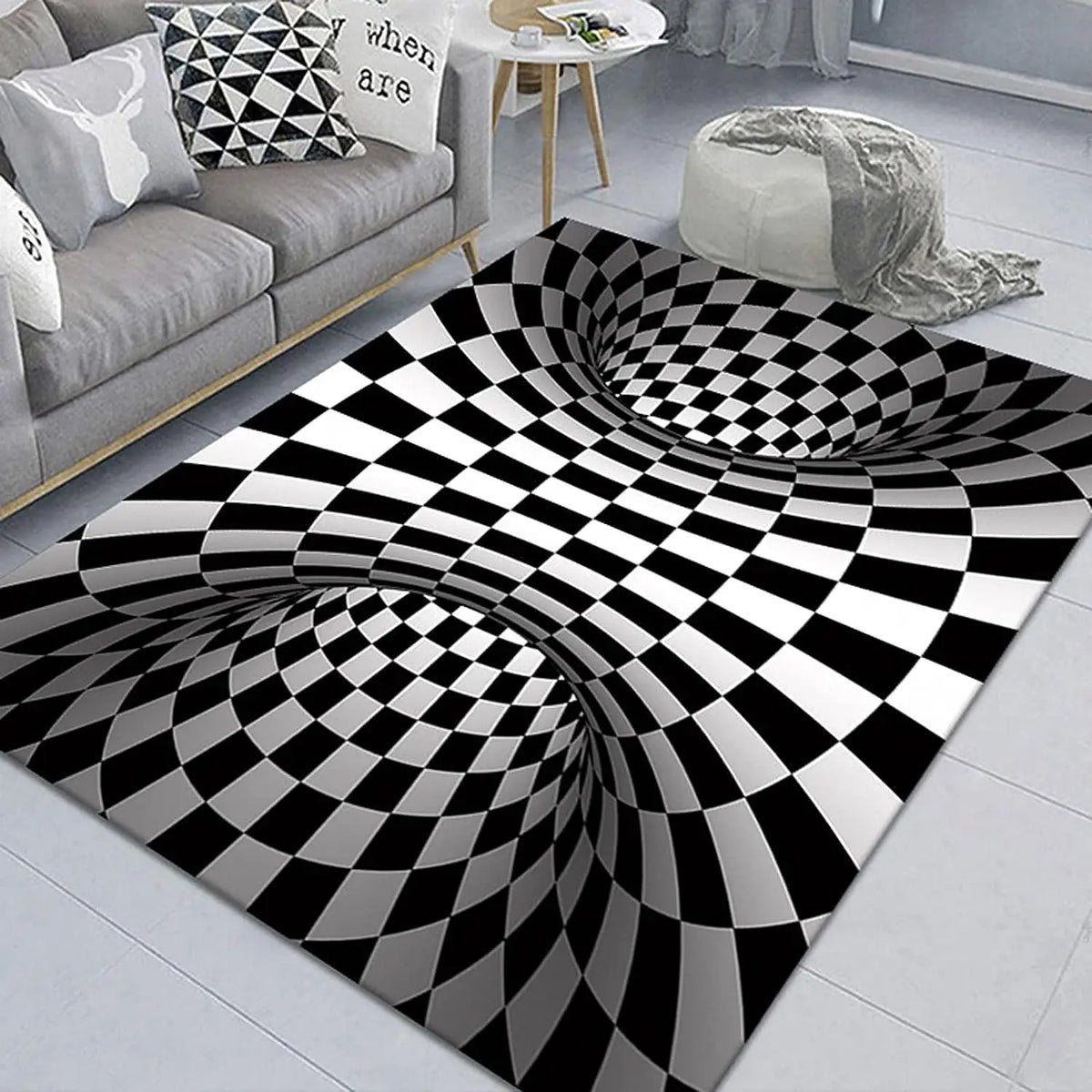 3D Vortex Illusion Carpet for Living Room Home Decorations Sofa Table Large Area Rugs Bedroom Bedside Foot Mat Non-slip Doormat