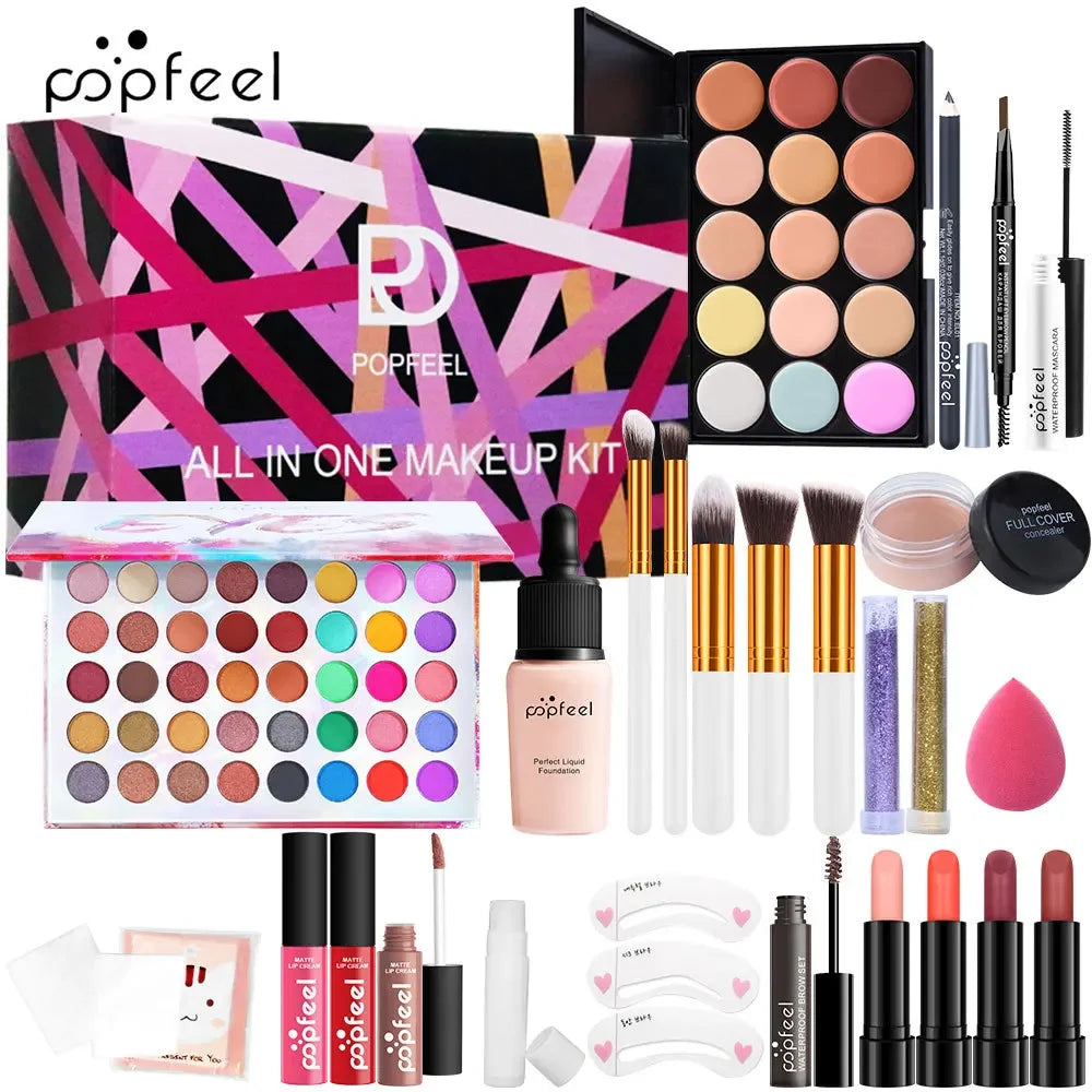 Professional Makeup Set Full Makeup Kit Eye Shadow Blush Foundation Face Powder Makeup Case Korean Cosmetic Christmas Gifts