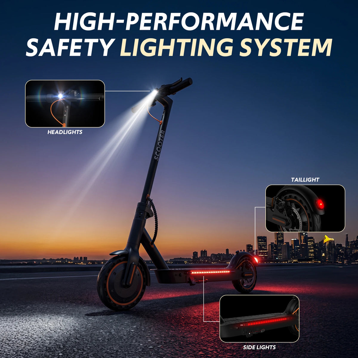 Electric Scooter Adults, Folding E Scooter with Built in Side Light, Max 19MPH, 12-19Miles Range, 550W Powerful Motor