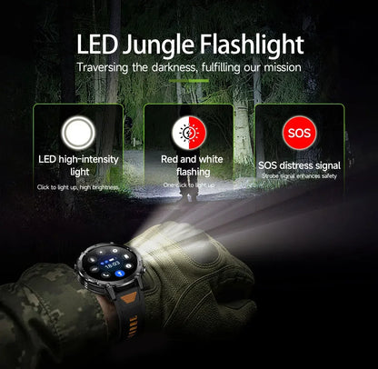 Brand+1400mAh Big Battery Smartwatch Men 1.7" AMOLED 200-Day Standby Swim Diving Waterproof GPS Military Tactical SOS 100 Sports