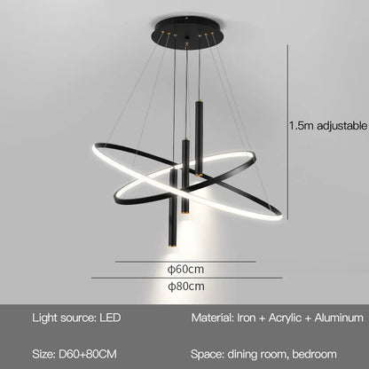 Modern Round LED Chandeliers for Living Room Dining Room Kitchen Island Luster Pendant Lights Fixture Home Decor Indoor Lighting