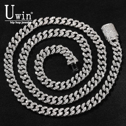 Uwin S925 Moissanite 6mm Cuban Chain Miami Sterling Silver Necklace for Women Bracelets Diamond Tester High Quality Fine Jewelry