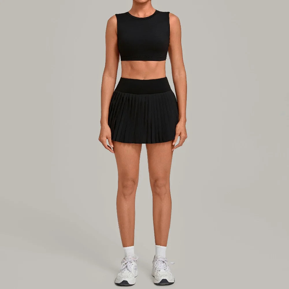 2 Pieces Yoga Set Women's Tracksuit Sexy Sports Bra High Waist Sports Short Skirt Gym Fitness Sleeveless Workout Suit Sportswear