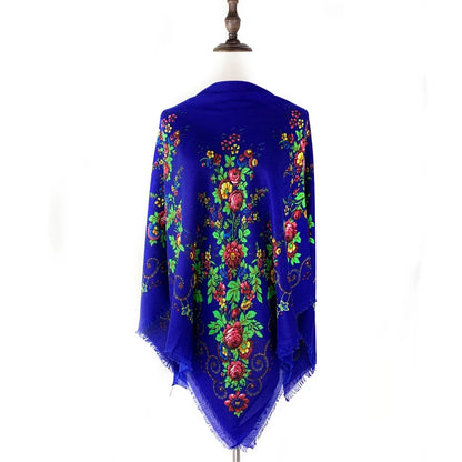 120*120cm Breathable Thin Russian Square Scarf Women Luxury Floral Print Bandana Shawl Foulard Female Beach Scarves Wraps