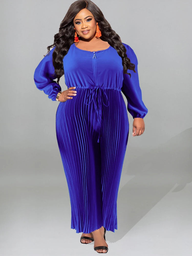 One Piece for Women Sleeves Jumpsuit Plus Size Casual Jumpsuits  Pleated Pants Elegant Long Jumpsuits Wholesale Dropshipping