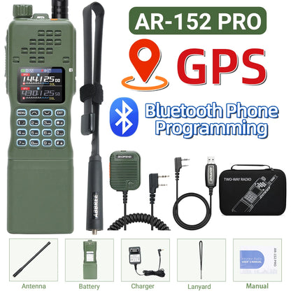 BAOFENG AR-152 PRO 10W GPS Long Range Walkie Talkie 50KM Bluetooth Programming Multi Band 12000mAh Tactial Amateur Survival Gear