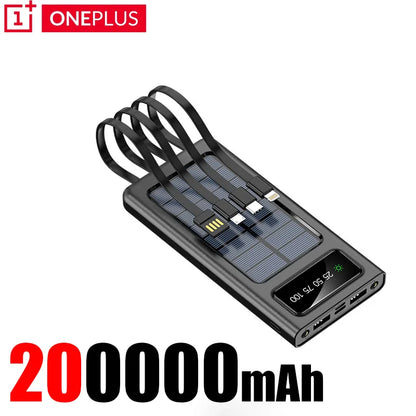 OnePlus 500000mAh Solar Power Bank Ultra Capacity USB 4 in1 Super Fast Charging USB TypeC LED Light Outdoor For iPhone Samsung
