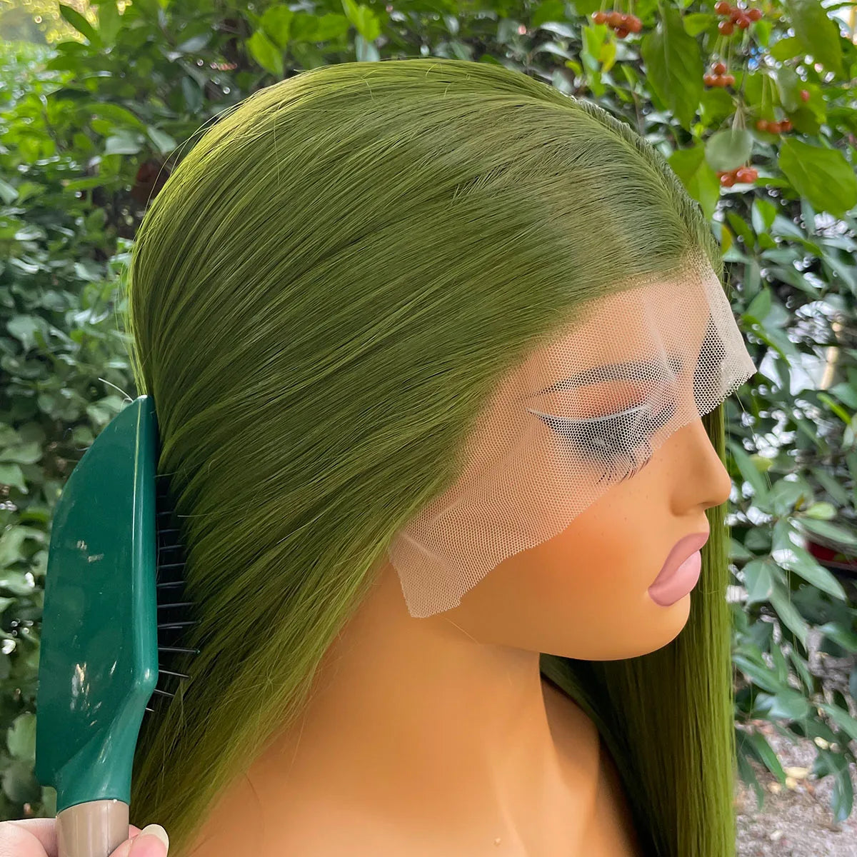 Green 13x4 Lace Front Wigs for Women 26 Inch Long Straight Synthetic Hair Wig Glueless 150% Density Natural Looking