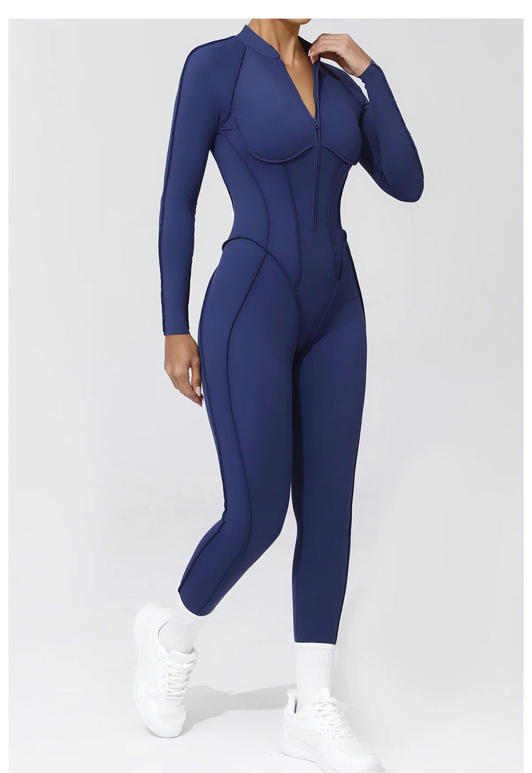 One Pieces Long Jumpsuits Sexy Womens Overalls Mono Streetwear Yellow Body Long Sleeves Woman Clothing Summer Gym Sportswear