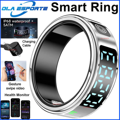 2026 Smart Ring with Touch Display Screen, Wireless Charging, Health Manager, 5 ATM Waterproof For Men Women Smart Rings R12 R08