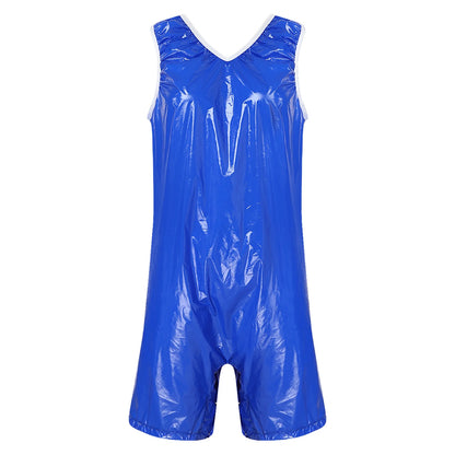 Womens Waterproof Rompers Adaptive Nightwear Glossy Sleeveless Buttons Crotch Bodysuit Sports Swimwear Special Needs Clothing