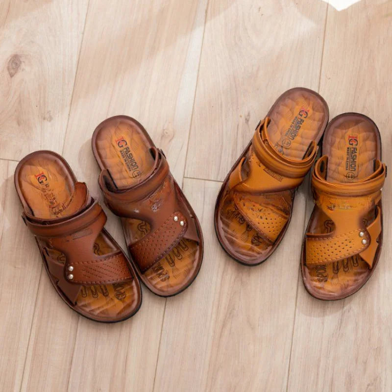 Summer New Leather Sandals Outdoor beach open toe slippers anti slip breathable dual-purpose shoes Casual comfort sandals