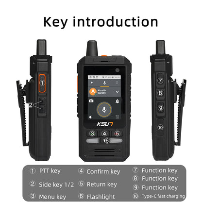 Compatible With ZELLO Walkie Talkie Phone 4G Android WIFI Blue-Tooth Touch Screen Two Way Radio Global Long Range KSUN ZL20