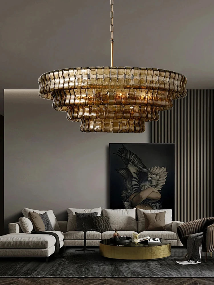 Glass Chandeliers Lights 2026 Classic Round Hanging Lamps for Ceiling Home Decoration Lighting Gold Lustres Lamparas De Teto
