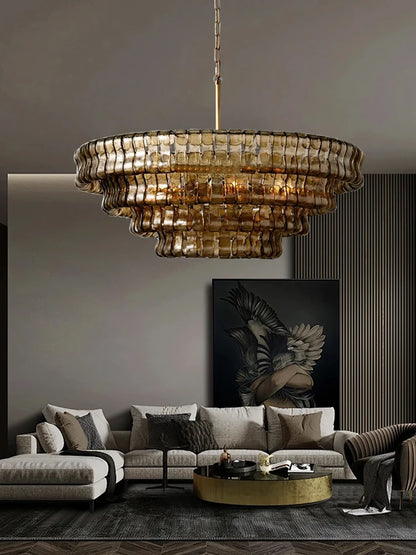 Glass Chandeliers Lights 2026 Classic Round Hanging Lamps for Ceiling Home Decoration Lighting Gold Lustres Lamparas De Teto