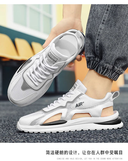 Summer Men Hollow Sandal Sneakers Breathable Mesh Platform Quick-Dry Casual Walking Shoes Non Slip Light Outdoor Beach Trainers