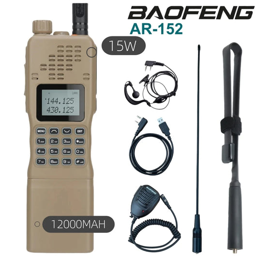 Baofeng AR-152 Dual Band VHF/UHF 136-174/400-520MHz Tactical Ham Radio AN/PRC-152 12000mAh Walkie Talkie