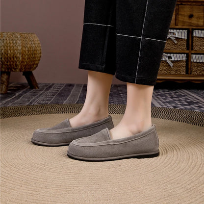 Winter Shoes Women's 2026 New Wool One-piece Women's Loafers Low Heel Fashion Casual One-Foot Slip-on Warm Ladies Shoes