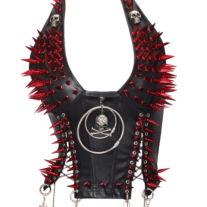 Goth Top Y2K Clothes Women's Tanks Emo Clothing Gothic Boho Tops with Spikes Punk Rock Teens Festival Spiked Bra Grunge T Shirt