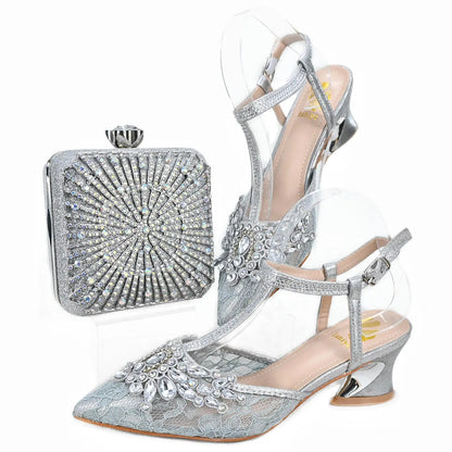 doershow beautiful Italian gold Shoes And Bag Sets For Evening Party With Stones Italian Leather Handbags Match Bags! HTG1-9