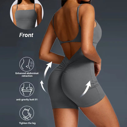 Sexy Back V Yoga Jumpsuits Butt Lifting Gym Bodysuit Women's Tracksuit Fitness Sports Overalls For Woman Workout Rompers