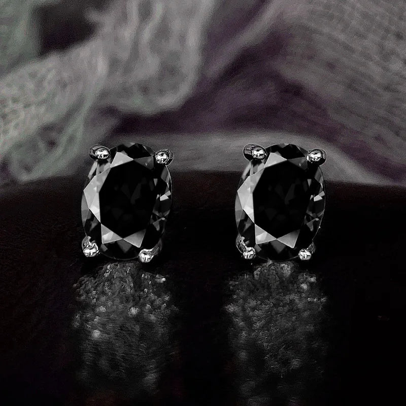 Huitan Simple Stud Earrings with Oval CZ for Lady Daily Wear Ear Accessories Teens Low-key Women's Earrings Statement Jewelry