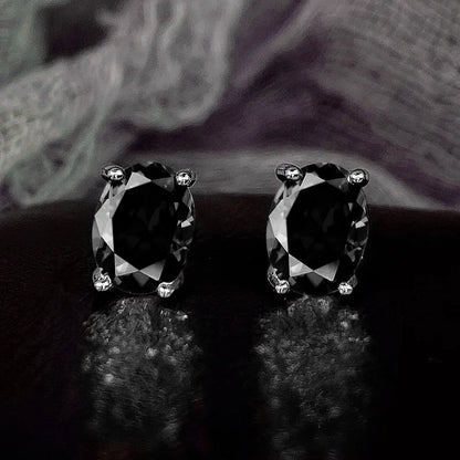 Huitan Simple Stud Earrings with Oval CZ for Lady Daily Wear Ear Accessories Teens Low-key Women's Earrings Statement Jewelry