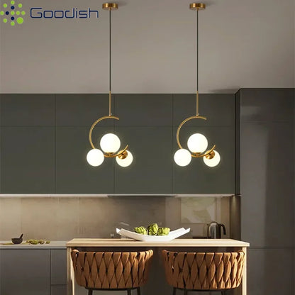 Medieval Bauhaus Gold Glass Ball Bubble Hanging LED Pendant Lights Creative Forged Lamps for Bedroom Home Decoration Chandelier
