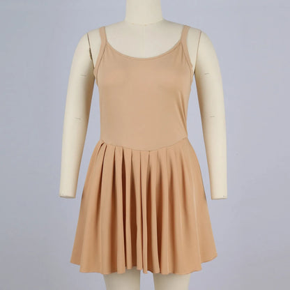 Women Tennis Dress One-Pieces Slim Fit Soft Sports Sets Golf Badminton Skirts Back Cross Tracksuits With Chest Pads Yoga Suits