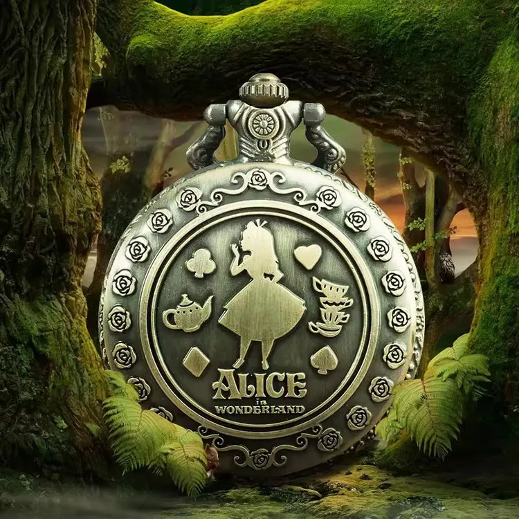 Cute Girl Forest Series Pattern Trendy Gift Holiday Quartz Pendant Necklace Pocket Watch
