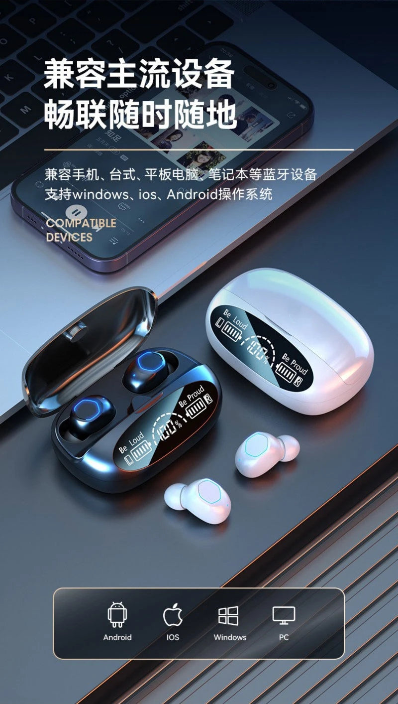 Wireless Bluetooth Earbuds Touch Control Headphones Noise Reduction Power Display Earphones for iPhone In Ear TWS Headset