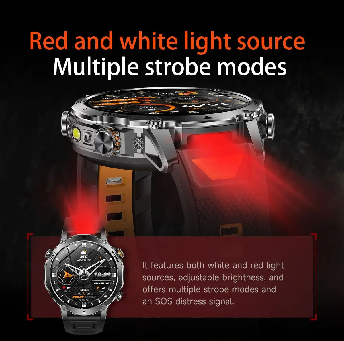 Brand+1400mAh Big Battery Smartwatch Men 1.7" AMOLED 200-Day Standby Swim Diving Waterproof GPS Military Tactical SOS 100 Sports