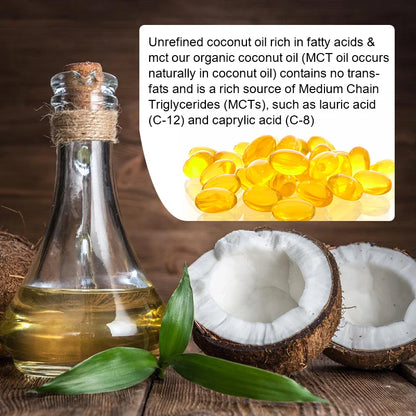 Coconut Oil Capsules Promotes Healthy Hair, Skin & Nails Made with Organic Coconut Oil