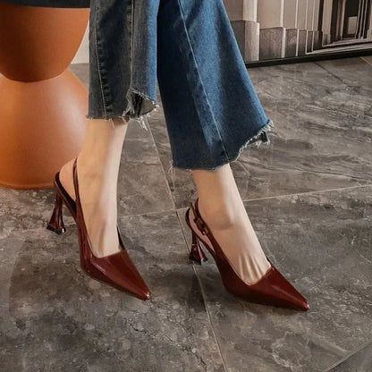 2026 New Fashion Women's Slingback Sandals Summer Pointed End Woman High Heels Dress Shoes Luxury Sandals Zapatos Mujer