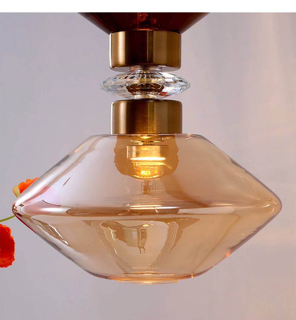 Creative Design Trendy Modern Glass Lamp Modern Home Decor Living Room Pendant Lights LED Foyer Hanging Lamp Long Table Lustre