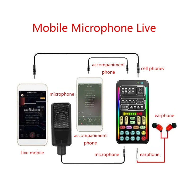 Voice Changer Handheld Sound Card Multiple Sound Effects for Microphone/ /Switch/Phone/Games /Live Streaming Host