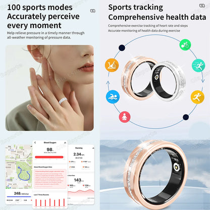2026 New Smart Ring Lady Heart Rate Sleep Health Monitor Menstrual cycle detection IP68 Waterproof Fashion Sport Rings Women Men
