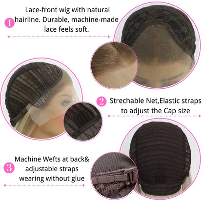 Green 13x4 Lace Front Wigs for Women 26 Inch Long Straight Synthetic Hair Wig Glueless 150% Density Natural Looking