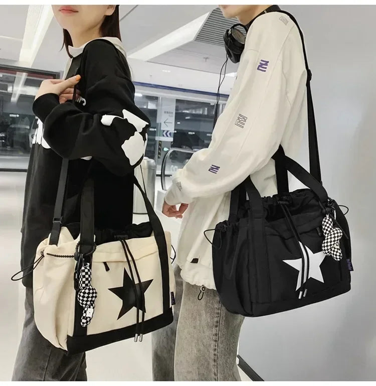 Women New Crossbody Bag Wholesale Large Capacity Couple Shoulder Bag New Casual Nylon Tote Bag Luxury Drawstring Handbag 2025