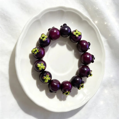 Dopamine 3D Fruit Beaded Necklace Bohemian Retro Pomegranate Strawberry Tomato Choker Exaggerated Bracelet Bikini Jewelry Gift