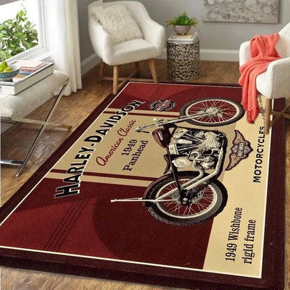 HD-Retro Motorcycle Area Rug Carpet Moto Fans Non-slip Large Door Step Mat Bathmat for Living Room Bedroom Entrance Home Decorat